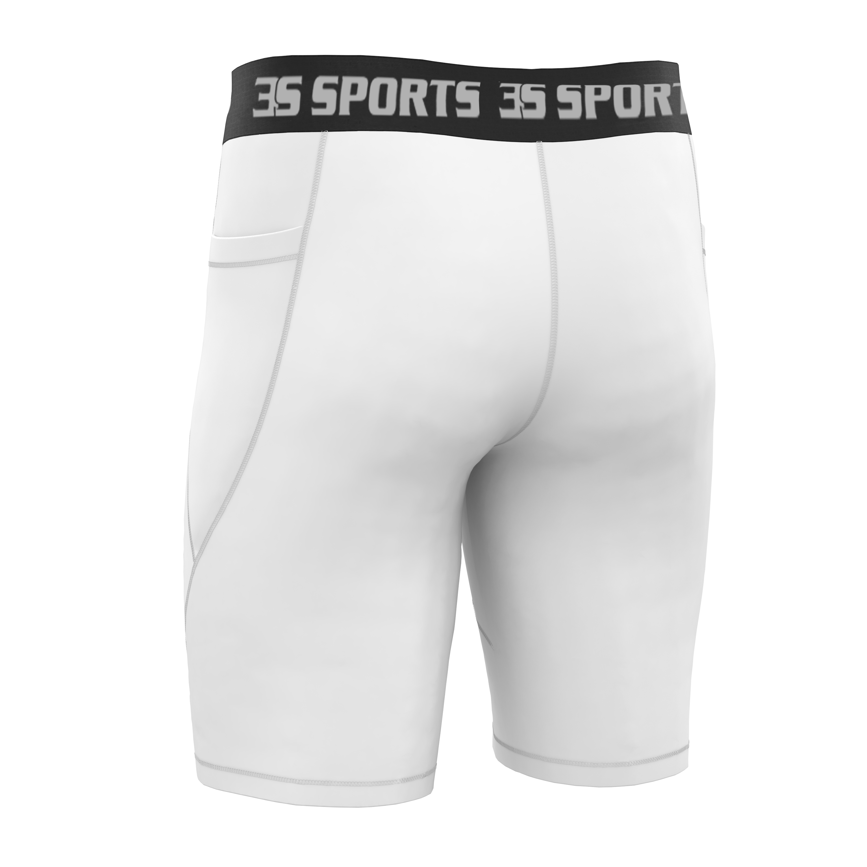 Gym Fitness Compression Wear #Compression Short_White_02